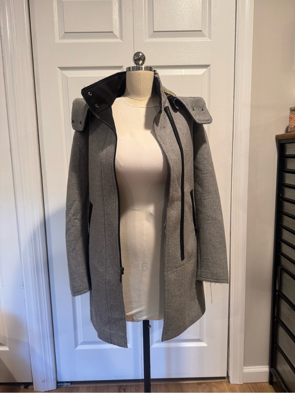 United Colors Of Benetton Gray Hooded Wool-Blend Trench Coat